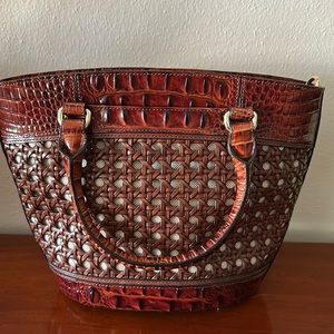 Classic Brahmin Small Bowie Lima Woven Leather Crossbody. 11W x 9”H x 4”D